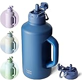 BOTTLE BOTTLE Insulated Water Bottle 64 oz with Straw and Dual-use Lid Stainless Steel Water Bottle for Men with Handle Vacuum Insulated jug for Workout Gym Soccer and Sports blue