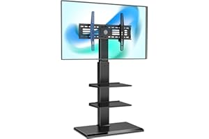 FITUEYES Floor TV Stand for 32 to 75 inch TV Screen,Metal Base,60 Degree Swivel Mount-Height Adjustable up to 53.5",Max VESA 