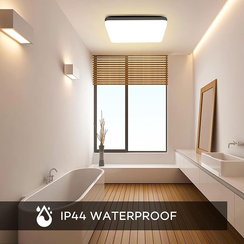 Luz de teto LED, 20W 2000LM 4000K Candeeiros de teto, lâmpada quadrada quadrada ultrafina IP44 para sala de estar, casa de banho, varanda, quarto, corredor, cozinha, cozinha