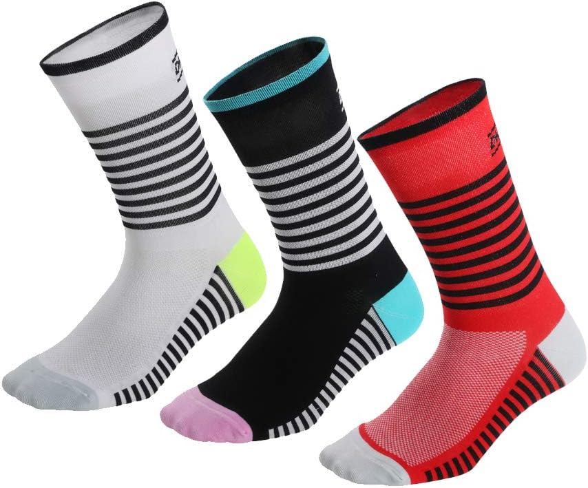 Mens Calf Socks, Mens Sports Socks Non Slip Cushion Crew Sports Grip Comprssion Socks for Football, Basketball, Soccer, Cycling, Walking, Running