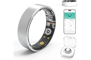 MUMUCREAM Smart Rings for Women Men,Fitness Tracker Ring,Heart Rate,Blood Oxygen,Blood Pressure,Step Tracker,Sleep Monitoring,No Subscription Fee,IP68 Waterproof Smart Ring for iphone&Android(Silver 7)