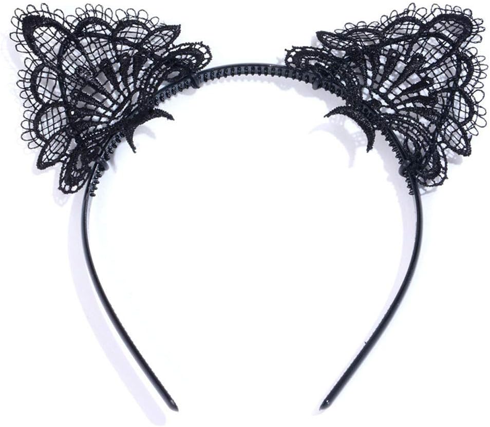 Aiserkly Women Summer Water Soluble Lace Cat Ears Fashion Fancy Party Headband