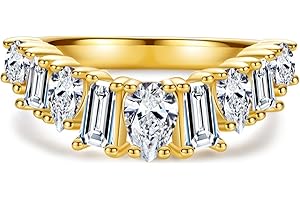 Gobaalele 1.68cttw-2.29cttw Cubic Zirconia Half Eternity Band Ring Yellow Gold 5A Grade D Color Lab Grown Diamond CZ Stackable Wedding Band Anniversary Ring for Women