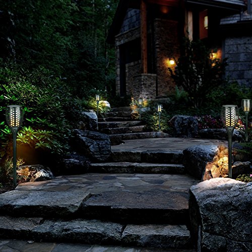 Furnizone Solar Garden Light Outdoor Patio Torch Light Tiki Torch LED Lighting Flickering Pathway Lights Dancing Flame Auto On/Off Security Light Waterproof Landscape Decoration Lights 2 Pcs (4Pcs) - Thumbnail 7
