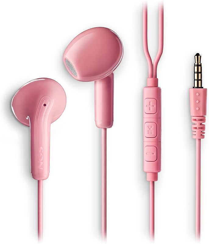 Cross Flip Pink - Cuffie Intraurali con Microfono e Pulsante Multifunzione, Controllo Musica e Chiamate Cavo 120 cm, Jack 3,5 mm