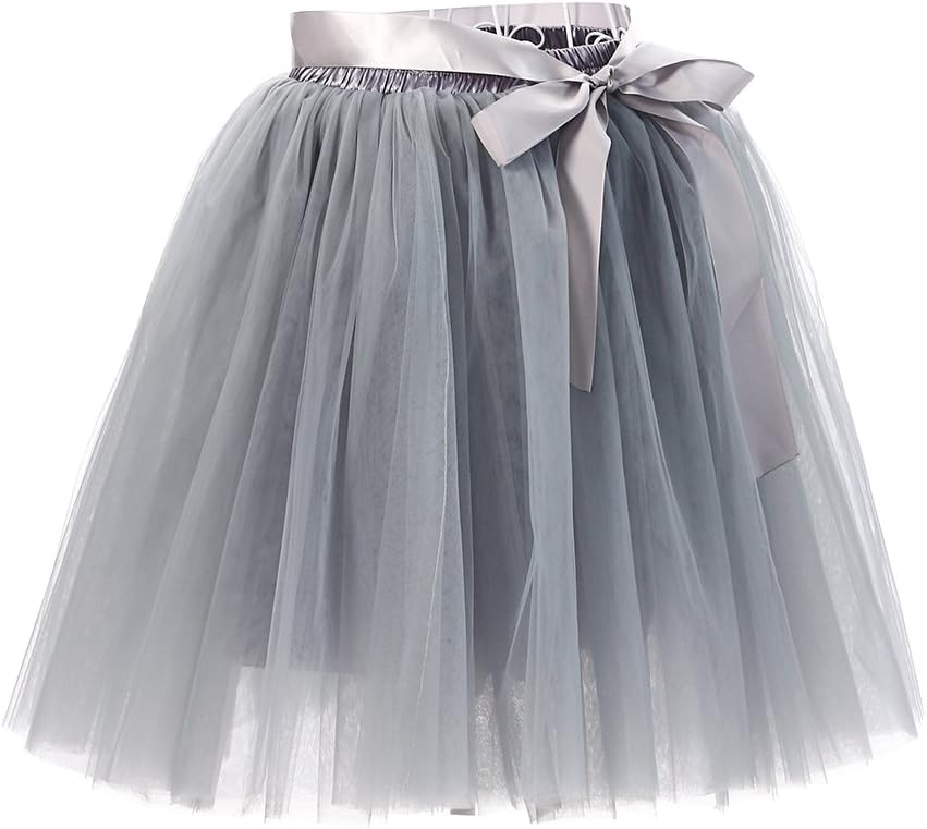 Women's High Waist Adult A-Line Tulle Skirt for Bridesmaid/Wedding Flower Girl Gown Prom Party