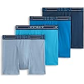 Jockey Men's Underwear Lightweight Cotton Blend 5" Boxer Brief - 4 Pack, Sparkling Waters/Blue Heaven/Faded Denim Heather/Ink Well, 2XL