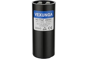 VEXUNGA 145-175 uF MFD 250 VAC 50/60 Hz Round Motor Start Capacitor CD60 Single Phase Capacitors for AC Motors Starting or Pool Pump or Well Pump