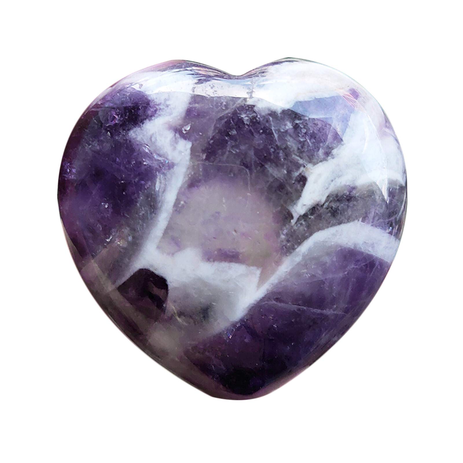 Fekuar Amethyst Heart Pocket Palm Stone, Healing Crystal Romantic Love Energy Worry Stones Chakra Balancing Reiki Meditation 1.5" (40mm)
