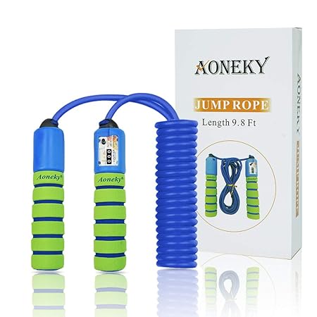 Aoneky Kinder Springseil, Gym Springseilgriffe, Anti-Rutsch, Springseil mit Zähler, Kindergeschenk & Geburtstagsgeschenk & Sp
