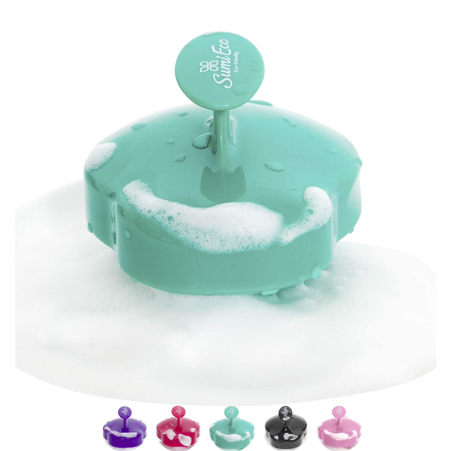 Hair Scalp Massager Shampoo Brush | Sumi Eco Silicone Scalp Care Comb with Soft Bristles | Tourmaline contained | Multiple Colors (1. Mint)