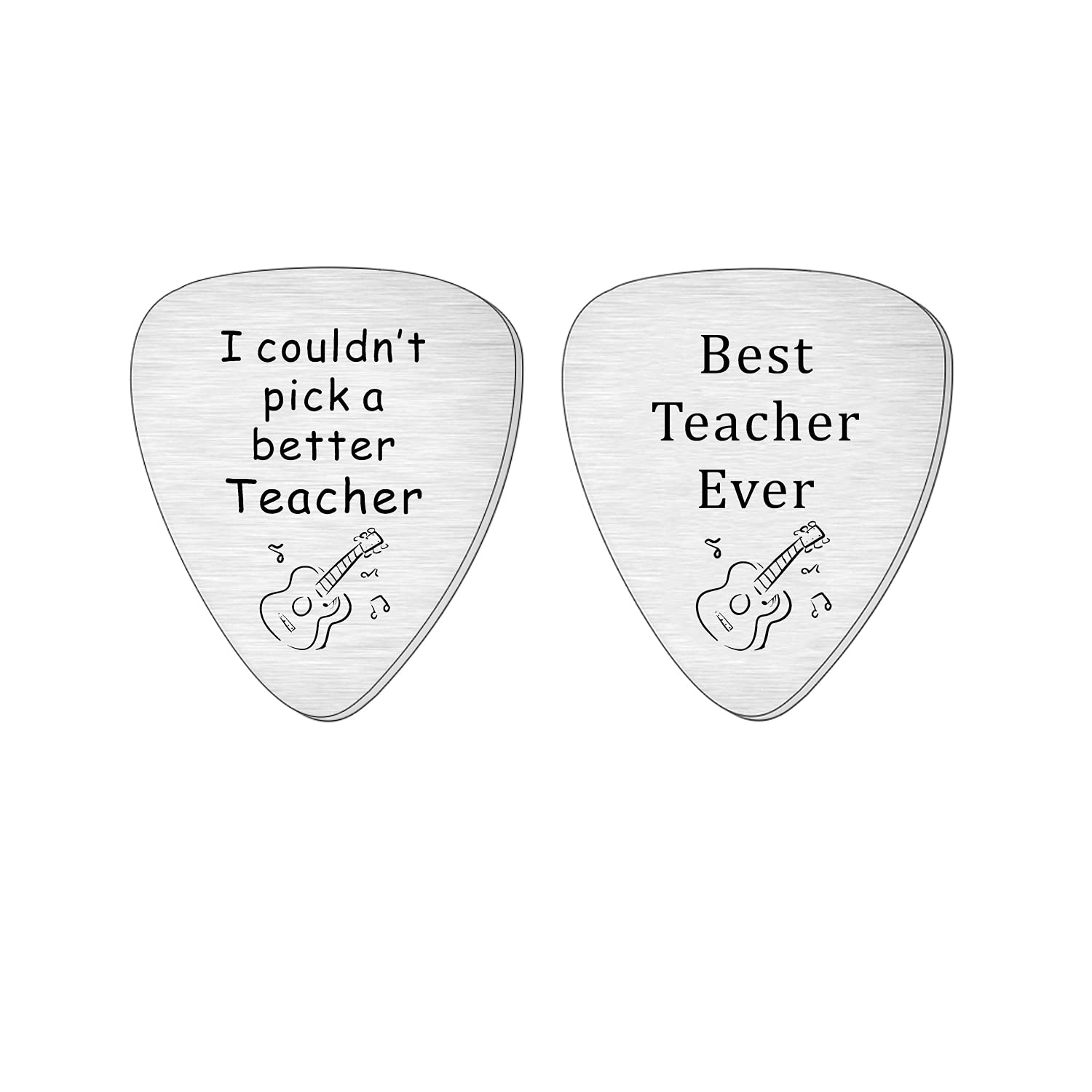 HULALA Music Teacher Gifts 2 PCS Guitar Pick Plectrums For Acoustic Electric Engraved I Couldn't Pick A Better Teacher Best Teacher Ever