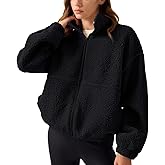 LASLULU Womens Fuzzy Sherpa Fleece Jacket Zip Up Oversized Sweatshirts Long Sleeve Winter Clothes Warm Sweater