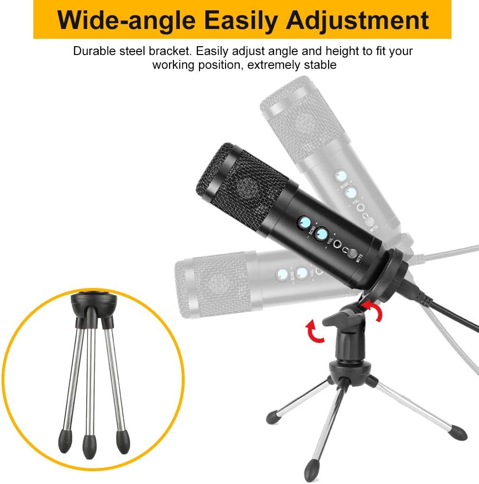 USB Microphone,Multipurpose Condenser Microphones for Computer,Laptop,Plug&Play Microphone with Desktop Stand for Gaming,Recording,Broadcasting,Meeting,Voice Overs and Streaming: Home Audio & Theater