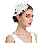 Revkokmx Womens Fascinators Hats Tea Party Hats for Women, Feather Pearl Headband for Wedding Cocktail Dresses Accessories