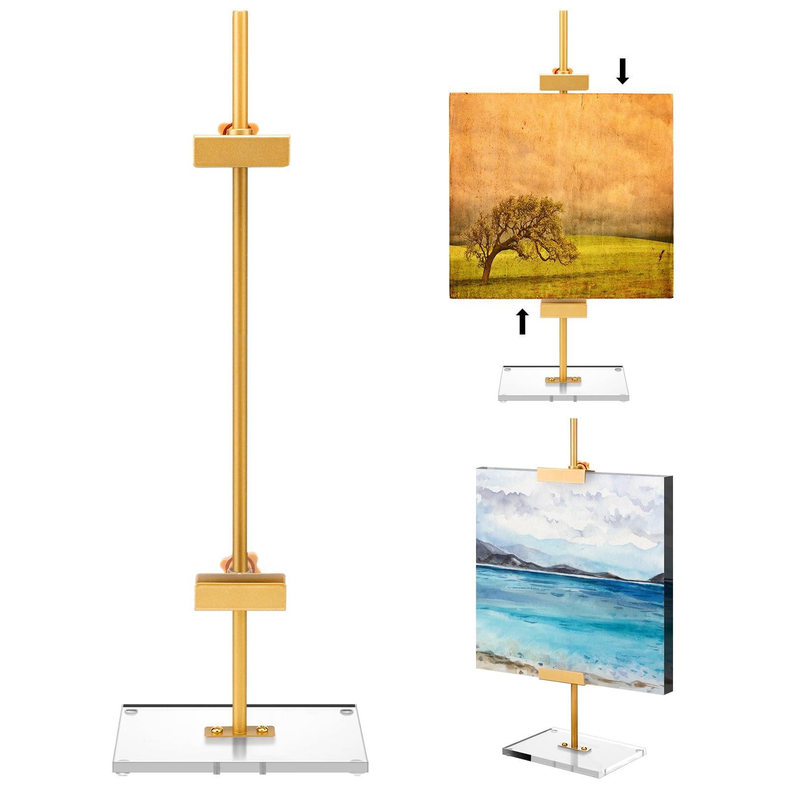 Photo 1 of **VIEW CLERK COMMENTS**
Adjustable Tabletop Easel Stand for Picture Frame up to 16.5" H Metal Gold Floating Picture Frame Stand Table Easels for Display for Signs Photos Art
