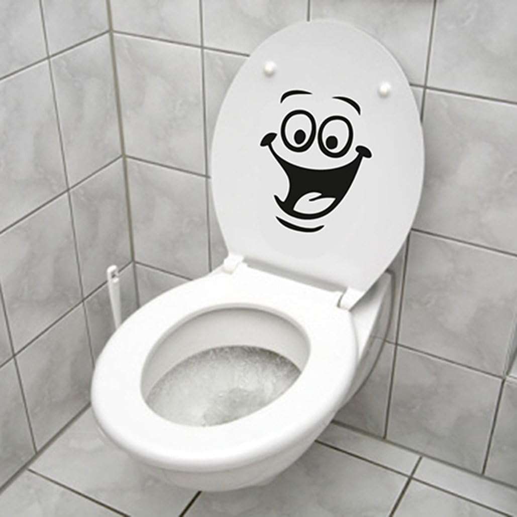 Smiley Face Toilet Sticker, Black - Image 3