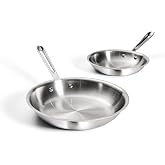 All-Clad D3 Stainless Steel, 2-Piece Fry Pan Set, Made in the USA | The Original Bonded Professional Cookware, Cooking Set, 8 &amp; 10" Skillet Set, Induction Compatible, Oven Safe up to 600F
