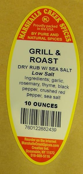 MARSHALLS CREEK SPICES LOW SALT, FRENCH STYLE GRILL & ROAST RUB WITH SEA SALT 10 OUNCE ECO FRIENDLY KRAFT STAND-UP POUCH