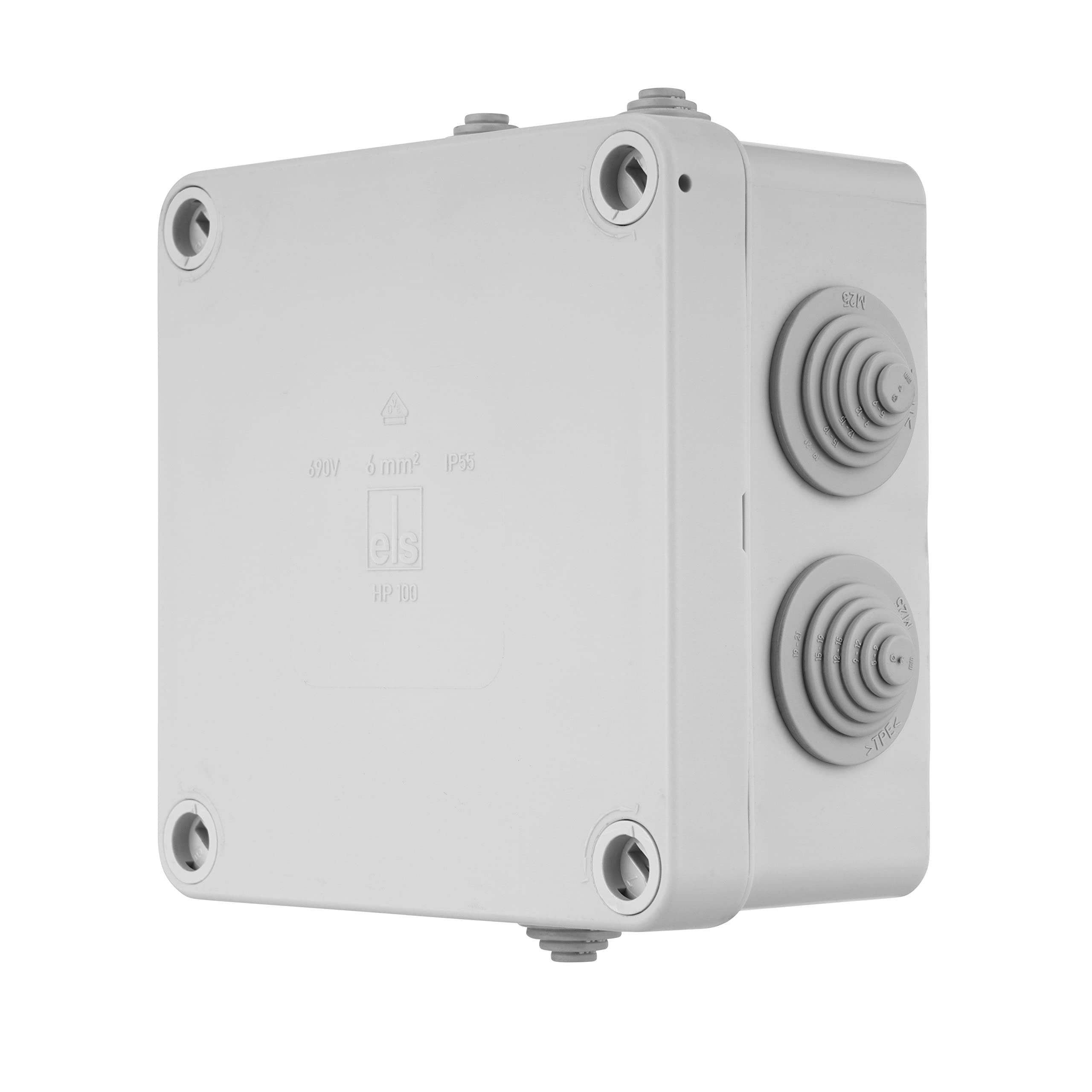 REV 0518444555 Verteilerkasten, 7-fach Abzweigkasten-Verteilerdose 113x113x58mm, IP54, grau