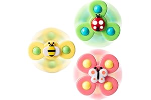 TOHIBEE 3PCS Suction Cup Spinner Toys for 1 2 Year Old Boys Spinning Toys Baby Toys 12-18 Months Sensory Toys for Toddlers 1-3 Easter Basket Stuffers Gifts for 1 Year Old Girls