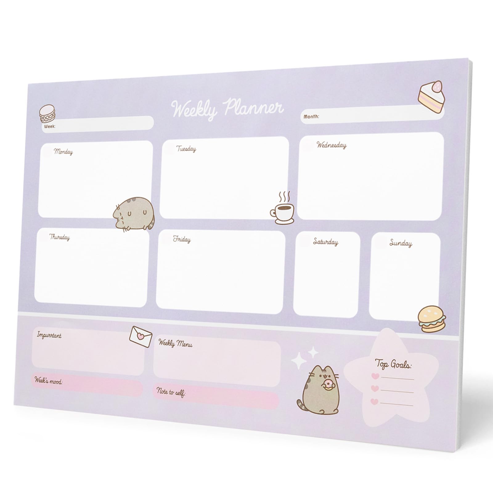 Grupo Erik Weekly Planner A3 - Pusheen Cat Stationery | Undated Daily Planner Family, Desk Calendar, 54 Tear Off Pages A3 Notepad | Pusheen Gifts For Cat Lovers โ image 1