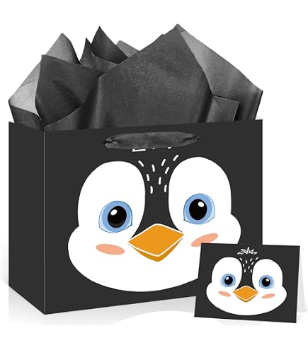 JeVenis Pinguin-Partytüten-Set – 12 Stück, Mit Aufklebern, Für Geburtstagsfeiern, Winter- & Themenpartys