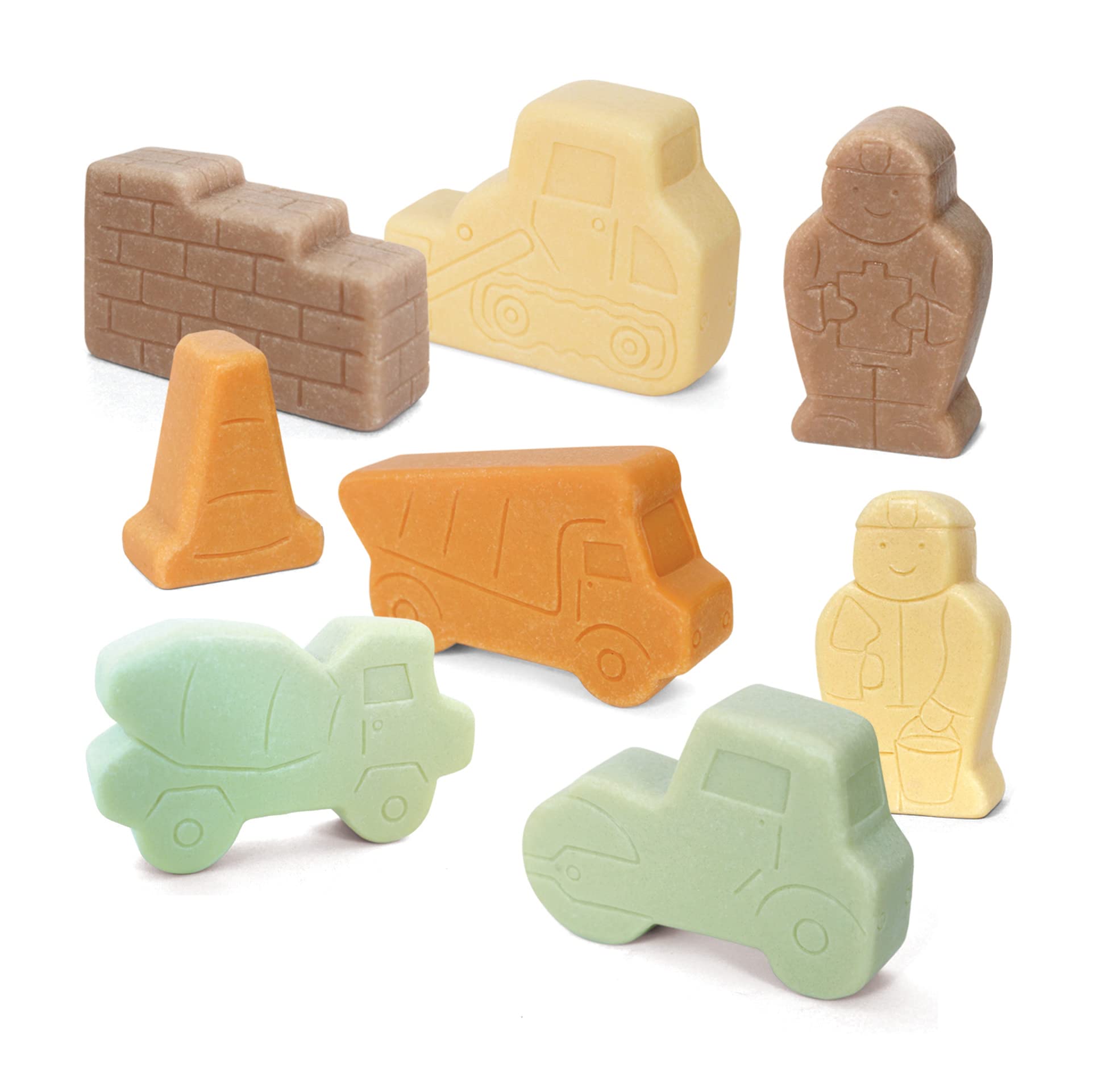 Yellow Door Little Lands: Construction | Set of 8 toy construction workers props and vehicles | Small World Pretend Play| bulldozer, dumper truck | Outdoor Learning | imaginative play kids age 2 3 4 5