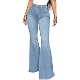 CutieLove Women's Ripped Jeans Bell Bottom Flare Jeans Mid Rise Destroyed Hem Denim Pants