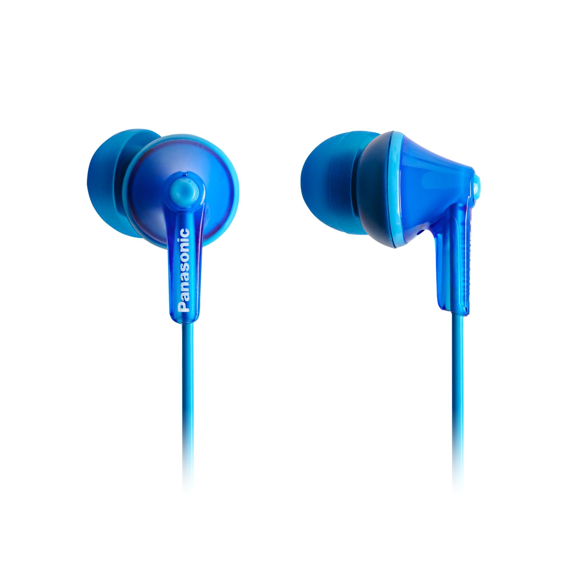 Panasonic RP-HJE125E-A ErgoFit Wired Earbuds, Canal-Type In-Ear Headphones, Custom-Fit Earpieces, 1.1m Cord, 3.5mm Jack, Blue
