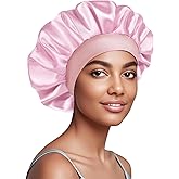 Doitory Satin Silk Bonnet for Sleeping, Soft Satin Lined Hair Bonnet for Women, Double Layer Sleep Nightcap