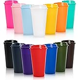 ZAVOOS 14 Pack Reusable Coffee Cups with Lids, 16 Oz Travel To Go Coffee Cups, Plastic Water Party Bottle Tumblers Mug Bulk for Iced Tea, Cold Drinks, Multi-color
