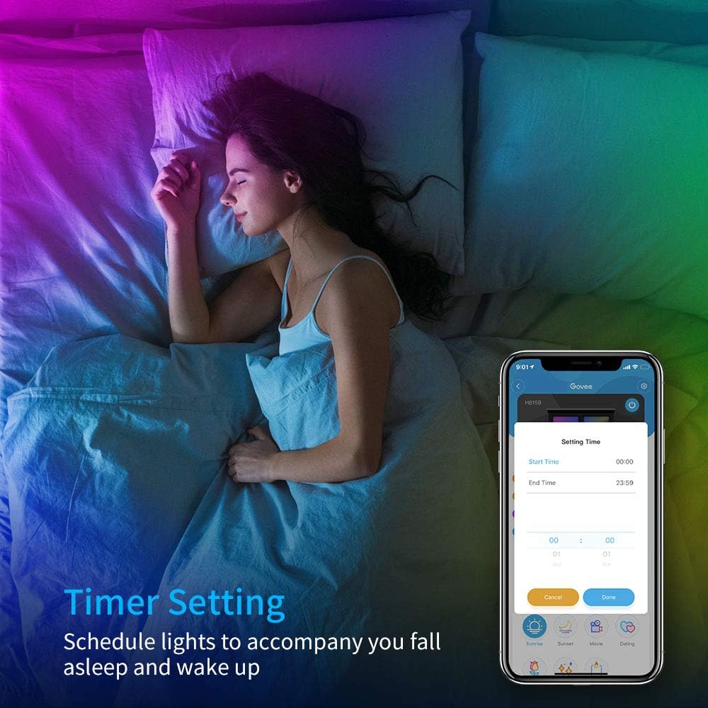 Govee Smart WiFi LED Strip Lights Works with Alexa, Google Home Brighter 5050 LED, 16 Million Colors Phone App Controlled Music Light Strip for Home, Kitchen, TV, Party, for iOS and Android, 16.4ft: Home Improvement
