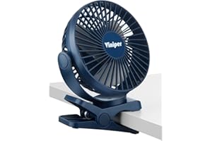 Viniper 6 inch Rechargeable Clip on Fan, 5000mah Battery Desk Fan : 360° Rotation & 3 Speeds Strong Wind Portable Fan, 8-30 Working Hours, Quiet and Powerful (Blue)