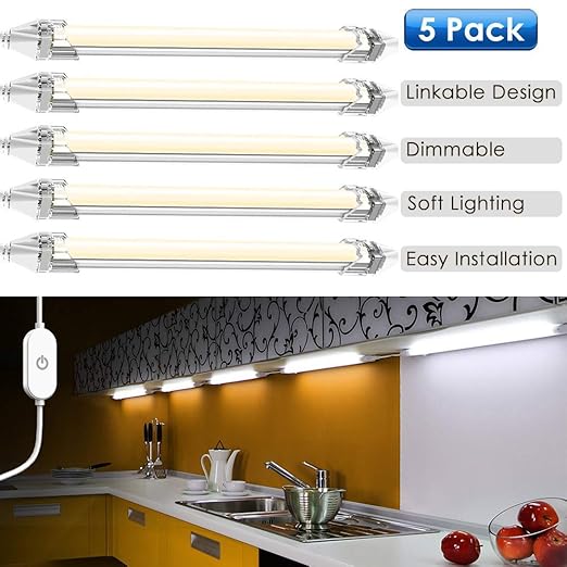 Led Under Kitchen Cupboard Cabinet Strip Lights Linkable Plug In Light Bars For Shelf Closet Showcase Bedside Under Counter Cool White 4 X 30cm