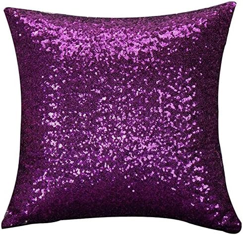 Cushion Glitter Sequins Pillow Case Cafe Home Cushion Cover (purple)
