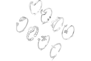 Dcfywl731 Stackable Rings for Women Trendy Stuff Knuckle Ring Cute Adjustable Arrow Knot Wave Star Moon Rings Set Jewelry Gifts Stocking Stuffers for Christmas Gifts 2024