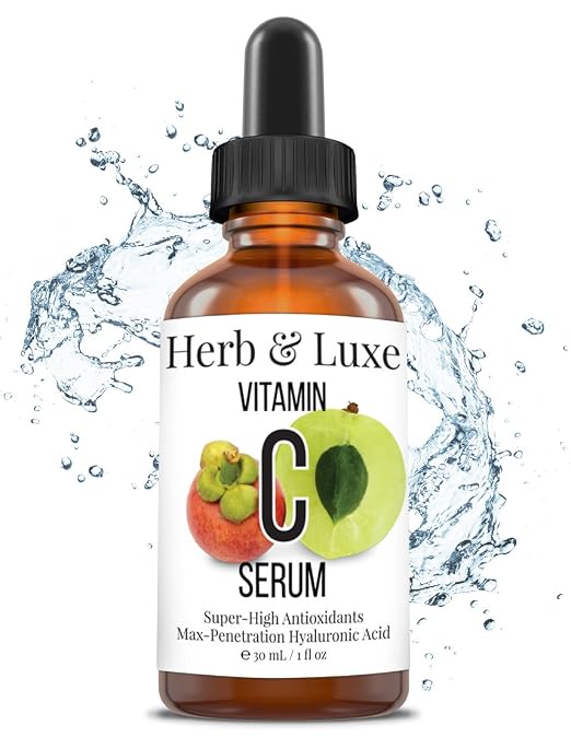 Vitamin C Serum, 100% Organic by Herb and Luxe Vitamin C from Natural Ingredients Only, Anti 