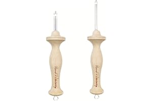 HAND U JOURNEY Beech Wood Handle Punch Needle Set – 8# Fine & 10# Regular Sizes with Oxford Open-Side Design for Rug Hooking 
