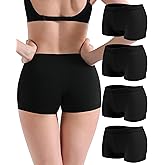Anyball Women's Boyshorts Underwear Cotton, Full Coverage Panties, Womens Boyshort Boxer Briefs Breathable for Women 4 Pack