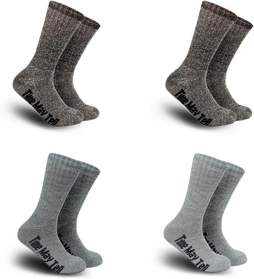 Time May Tell Mens Merino Wool Hiking Cushion Socks Pack (2/4 Pair,6-13 Size)