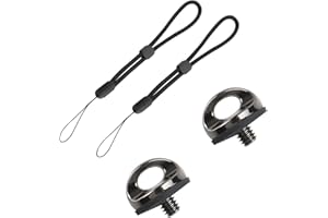TECDW 2PCS Stainless Steel Round Screw with Hand Wrist Strap Sling, 1/4" Mounting Screws, Camera Neck Strap Screw Holder, 1/4