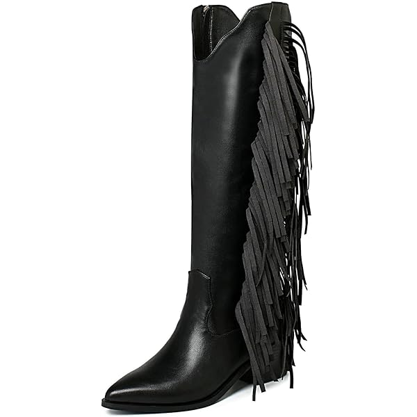 Amazon.com | MRKEWUNEY Fringe Cowboy Boots for Women Knee