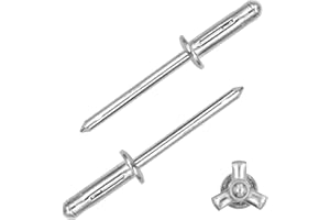 ALLCLEAN 3/16" x 5/8" Tri-Fold Rivets Assortment - 60Pcs,Silver Tri-fold Exploding Pop Rivets Solid Aluminum Tri Grip Rivets Bulb Style Rivets for Kayak Marine Boat