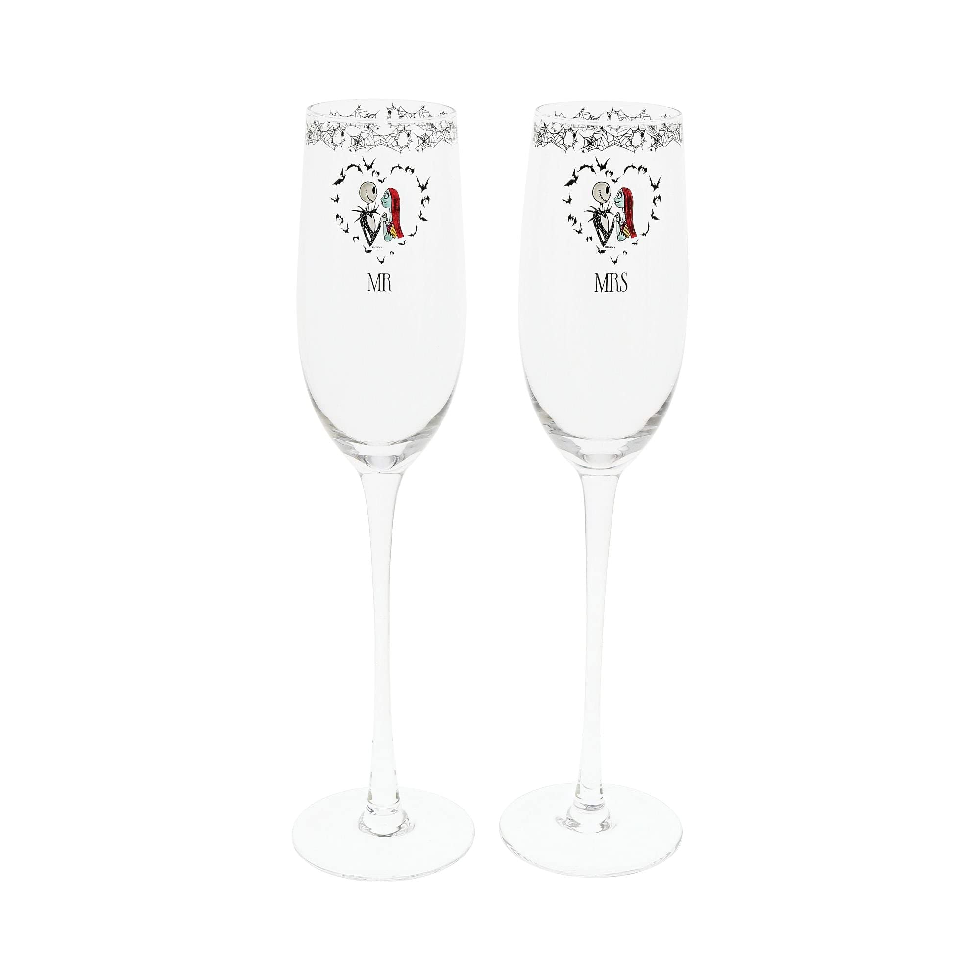 Enesco Enchanting Disney Mr and Mrs Collection Champagne Glasses
