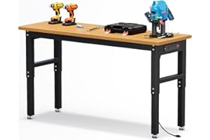 60 in Adjustable Height Garage Workbench, GarveeTech Max. 2200 LBS Capacity Solid Wood Work Bench Table, Heavy Duty Work Station for Garage, Shop, Home, Office