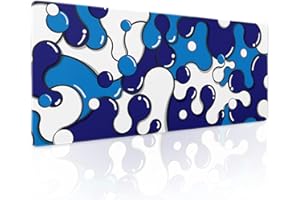 APORTT Navy Blue White Mouse Pad Anime Cool Geometric Japanese Extended Desk Mat 80X30 cm Non-Slip Rubber Base Stitched Edge Large XL Mousepad for Desk Gaming Laptop Desktop,31.5×11.8 Inch