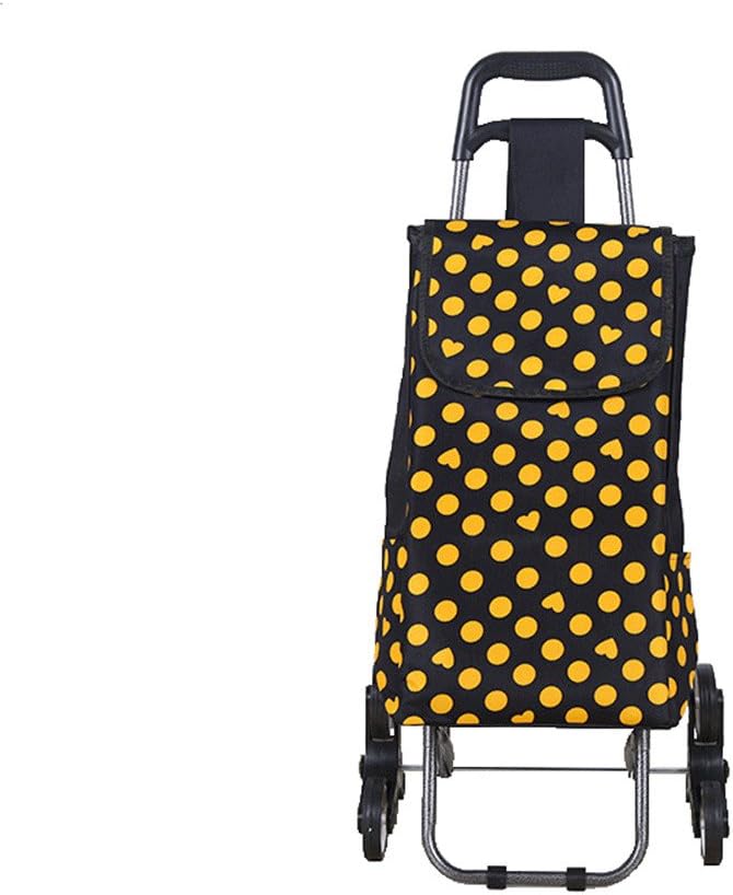 Folding Shopping Cart 6 Wheels, Trolley Stair Climbing Cart Grocery Laundry Utility Cart With Wheel, For Go Up And Down Stairs Climbing Folding Cart(Yellow,Pink),Yellow