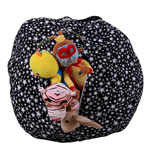 Auwer Stuffed Animal Storage Kid Bean Bag Chair - Plush Toy Storage for your Child's Stuffed Animals and Blankets (I) - Thumbnail 5