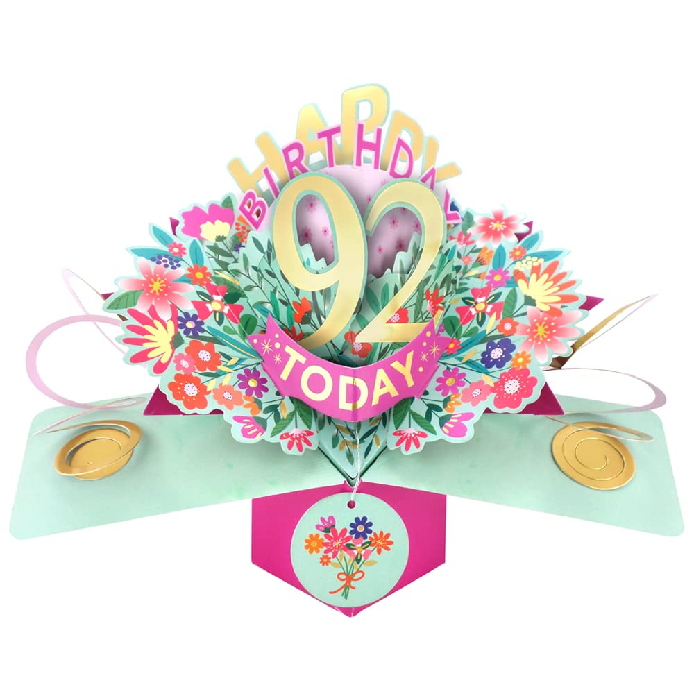 Happy 92nd Birthday 92 Today Pop-Up Greeting Card Love Kate's Pop Up Cards Her POP215MC92